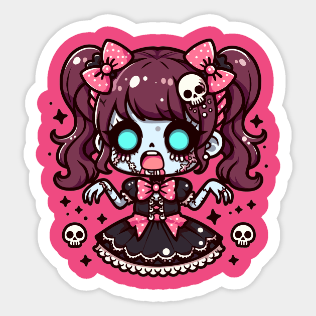 Zombie Girl Kawaii Sticker by DesignDinamique